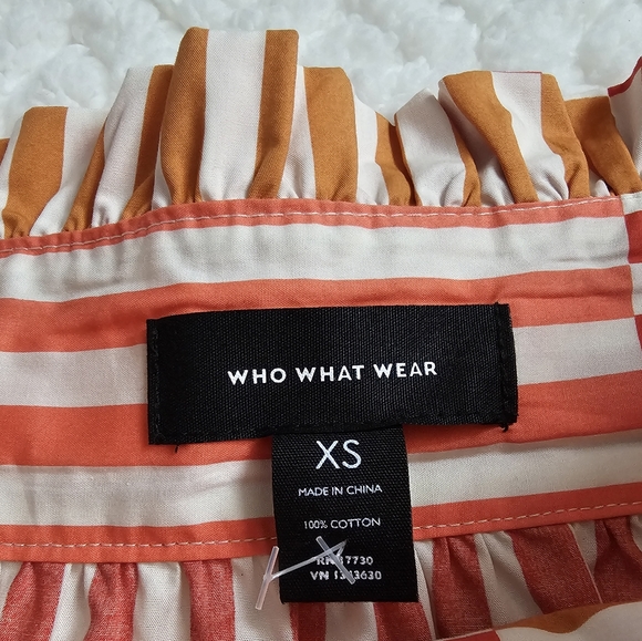 Who What Wear Geometric Coastal Pristine Paper Bag Waist Button Front Midi Skirt - Picture 10 of 12